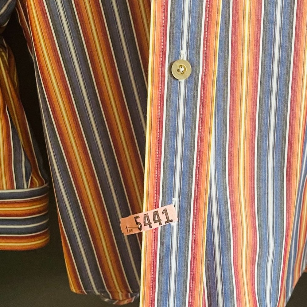 Burberry Men's Multicolor Vertical Stripe Casual Button-Down Shirt Size XL - Picture 8 of 15